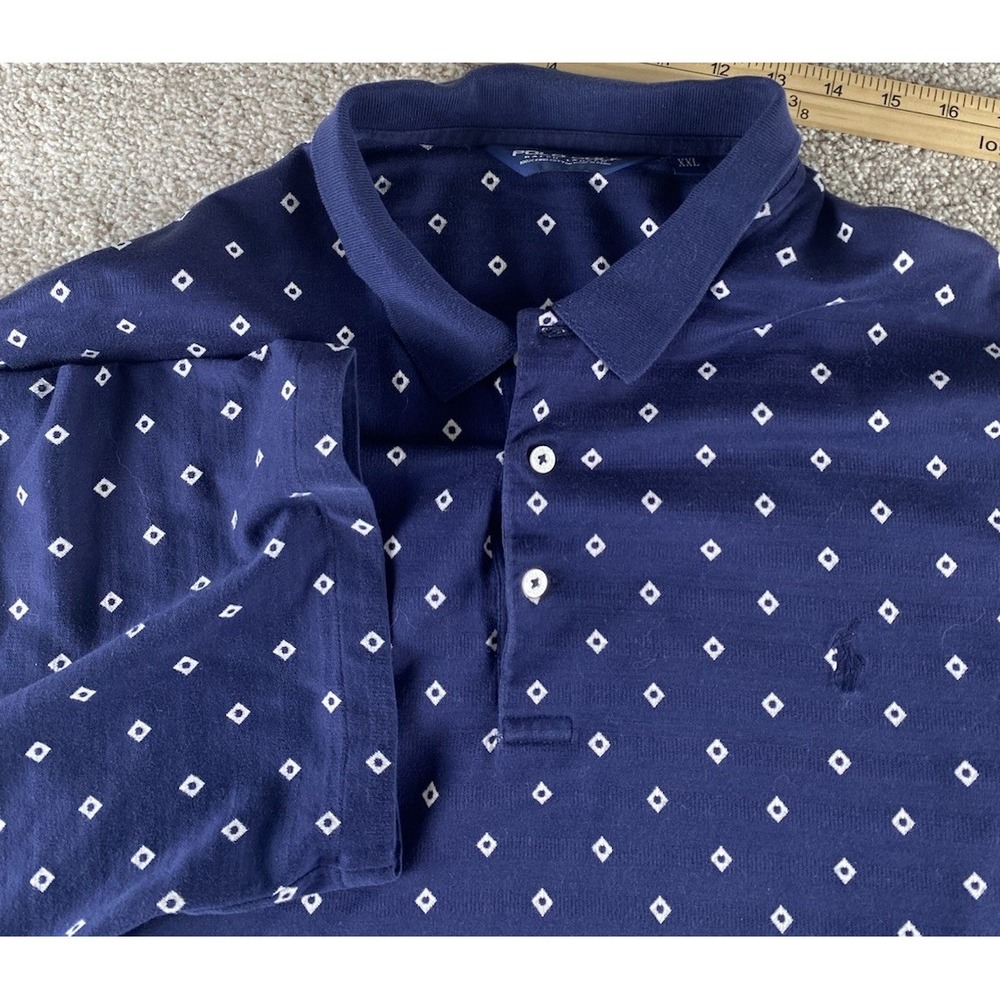Polo Ralph Lauren Golf Pima Cotton Polo Blue Mens XXL Geometric Preppy Soft Pony